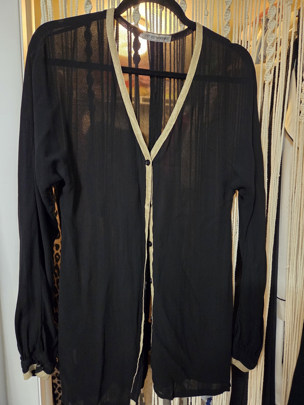 Emporio Armani Black Cardigan with Cream Trim